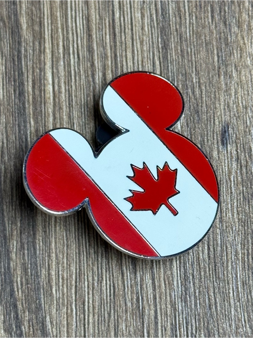 Red & White Canadian Flag Mickey-Shaped Enamel Pin - 2008 Collectable